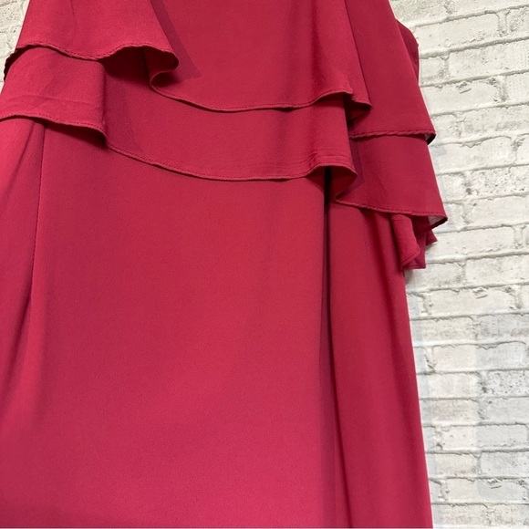 Zenobia Women's XXXL Maxi Dress Burgundy Layered Ruffles Sleeveless Lined Long - Picture 9 of 15